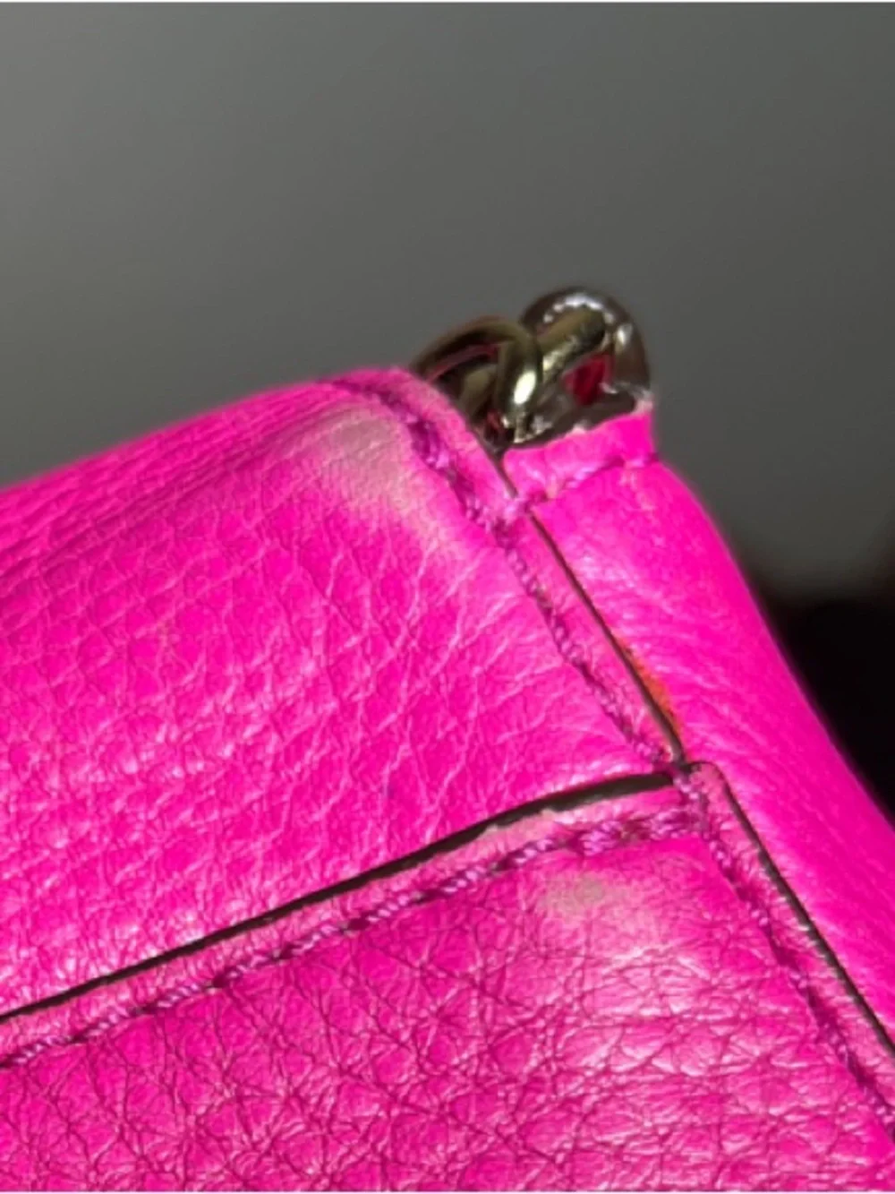Michael Kors Hot Pink Pebbled Leather MK Logo Crossbody Bag